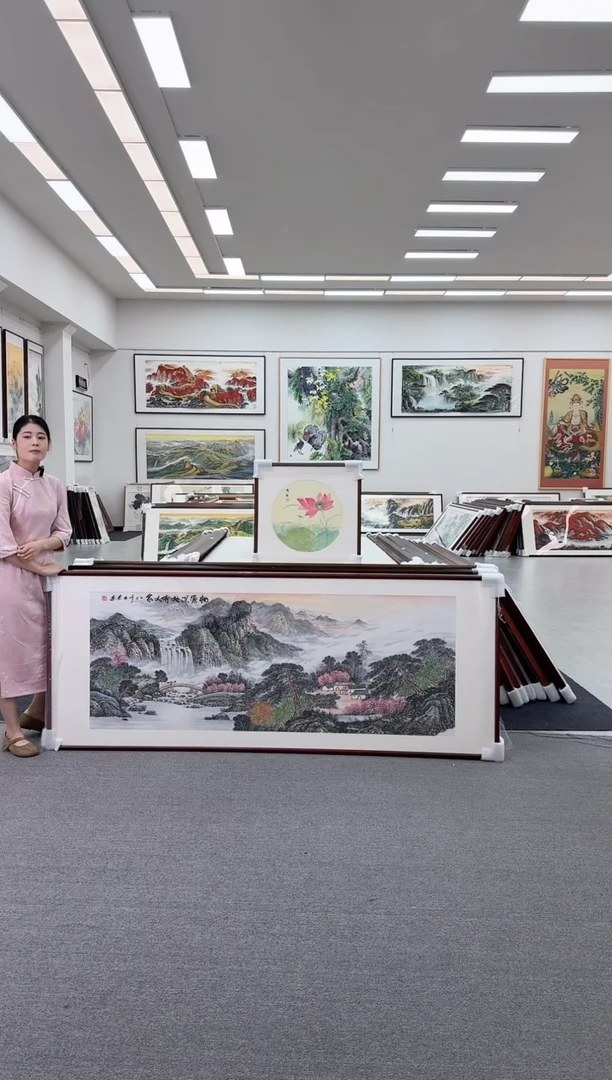 国画手绘 桃园深处有人家 219*88