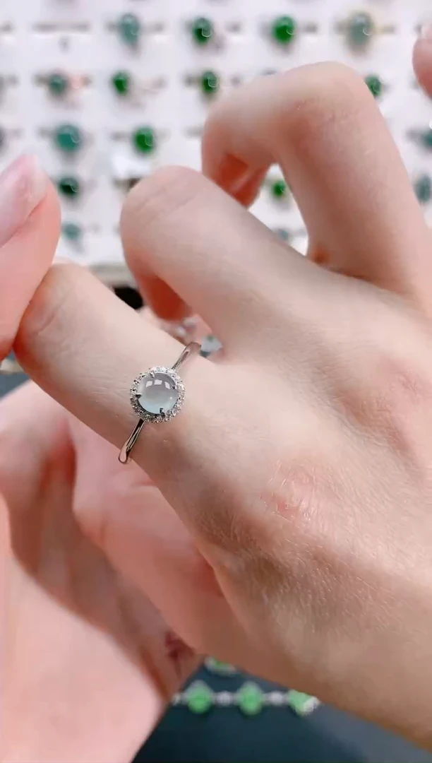 【闪购商品】翡翠戒指银S925镶嵌天然翡翠