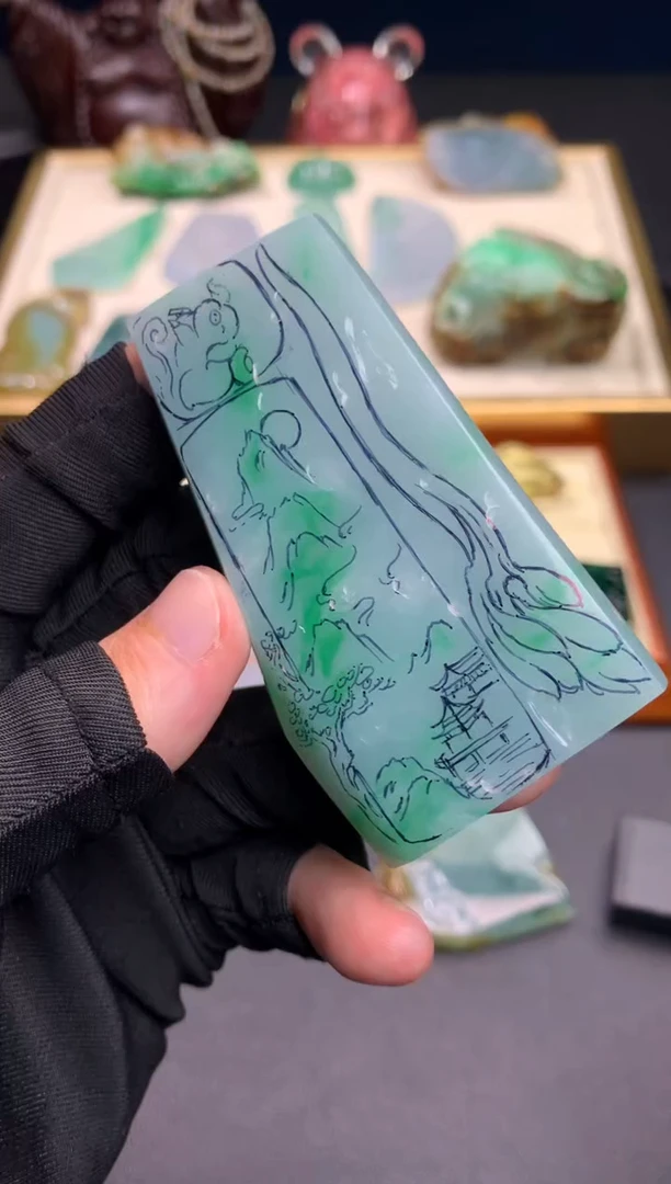 未镶嵌定制翡翠口**猫天然翡翠裸石（包工）