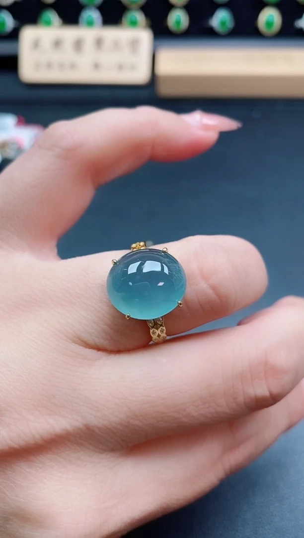 银S925镶嵌戒指翡翠1