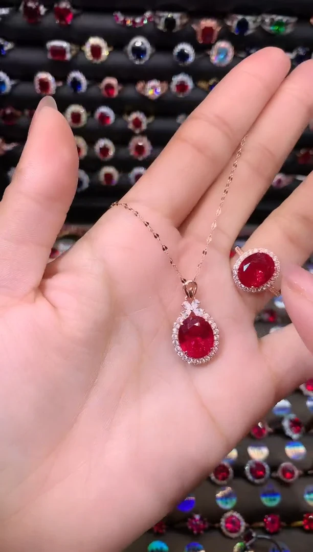 【闪购商品】红宝石吊坠(赠链)银S925镶嵌1