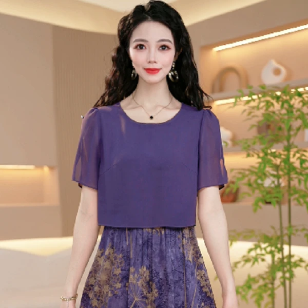 气质优雅大方减龄洋气遮肉显瘦连衣裙假两件