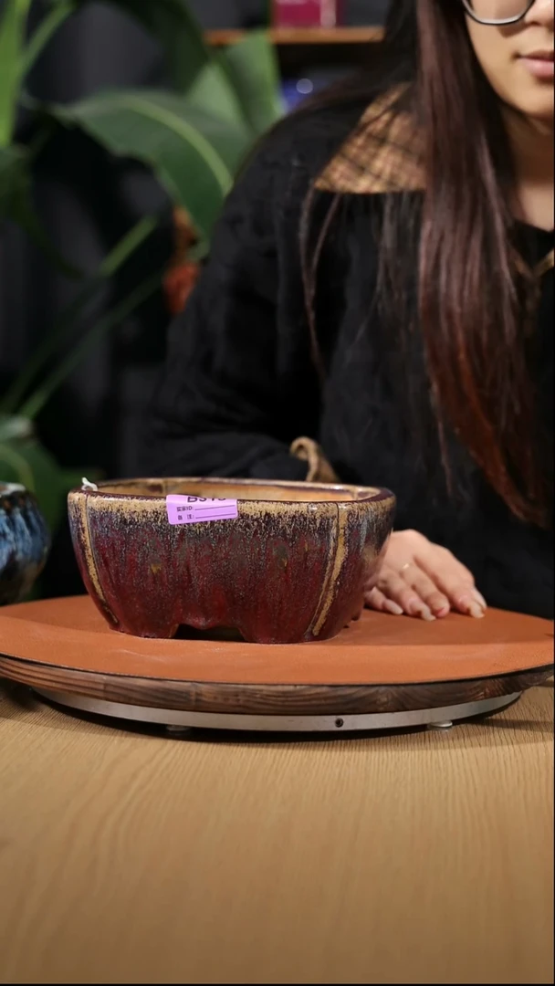 【石湾花盆】8寸海棠角方盆315