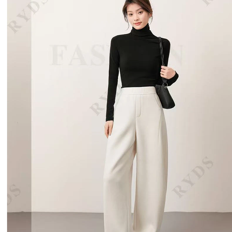 K555立裁羊毛茧型裤｜糯叽叽羊毛内里磨毛木瓜裤