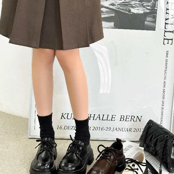春秋百搭时尚黑色厚底学院风英伦风粗跟复古日系乐福鞋