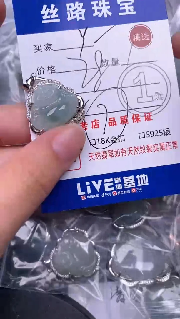 翡翠银S925镶嵌颈饰Y***?挂件
