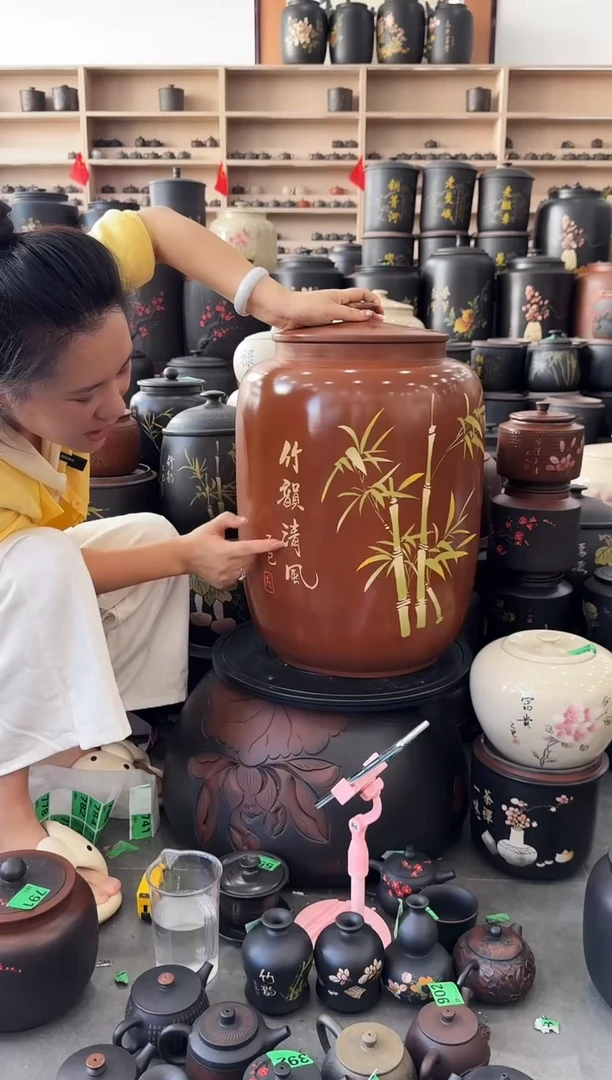 罐瑕疵 彩填复烧三号茶缸 高52cm 789