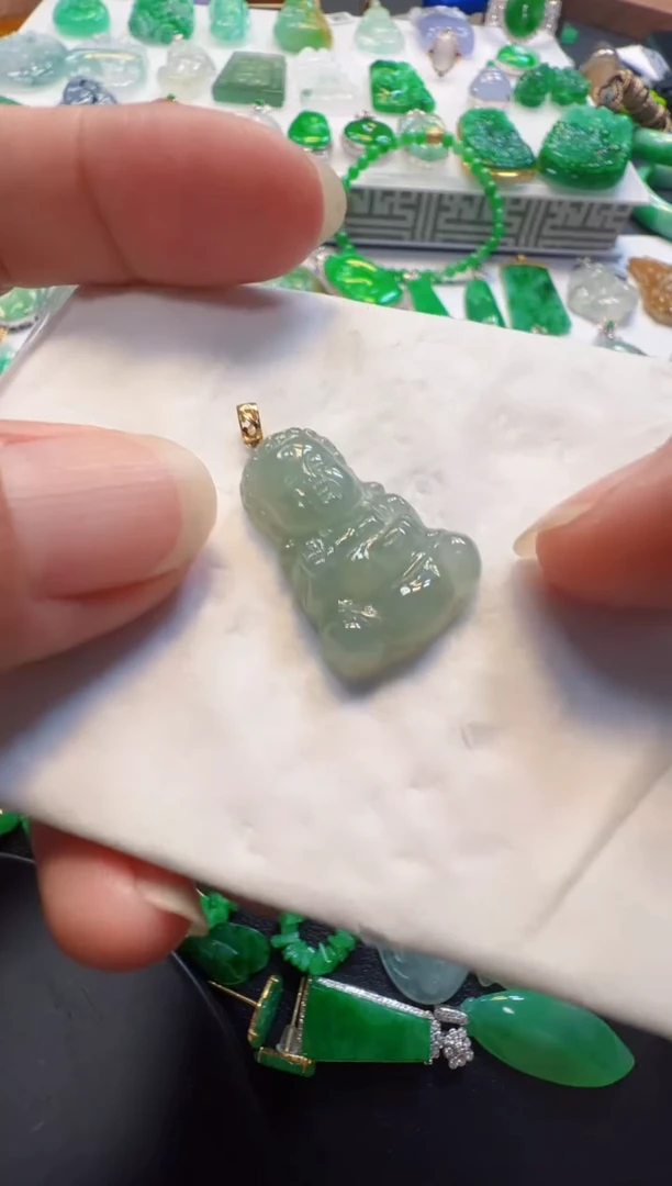翡翠18K金镶嵌吊坠(不含链)128