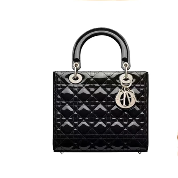 99新 DIOR/迪奥 五格漆皮戴妃黑银