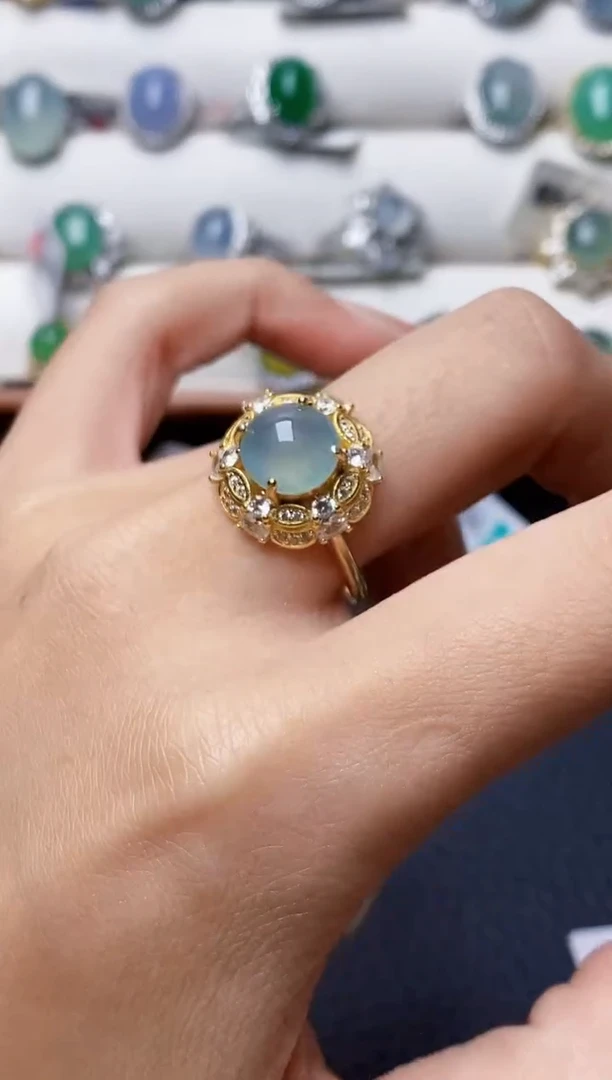 银S925镶嵌戒指翡翠2364