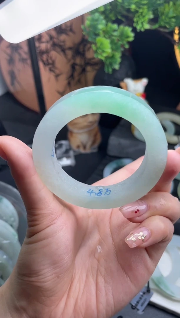 未镶嵌手镯定制翡翠12号冰绿手镯