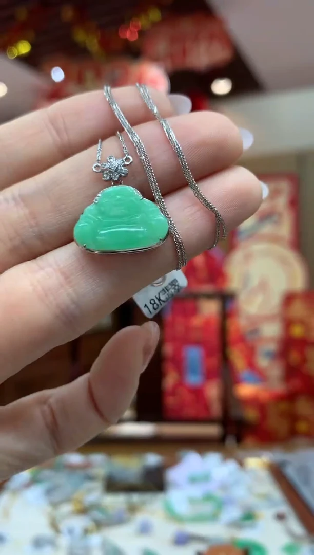 套链18K金镶嵌翡翠佛公