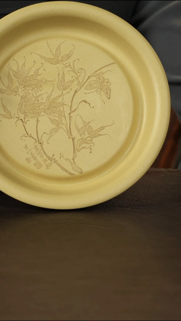 紫砂茶盘直播福利本绿刻绘干泡