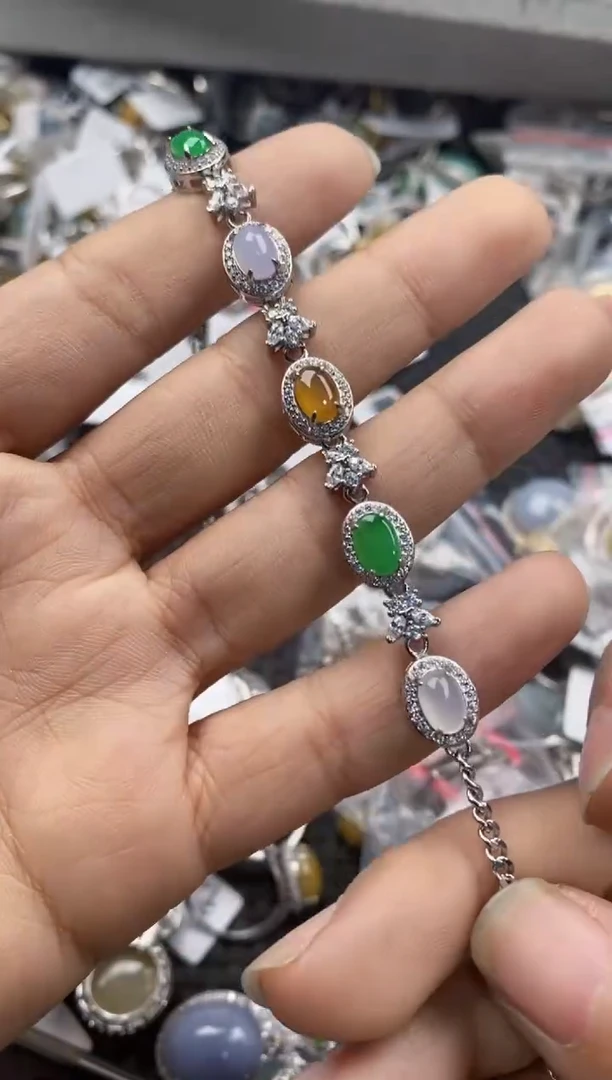 银S925镶嵌戒指翡翠999---8