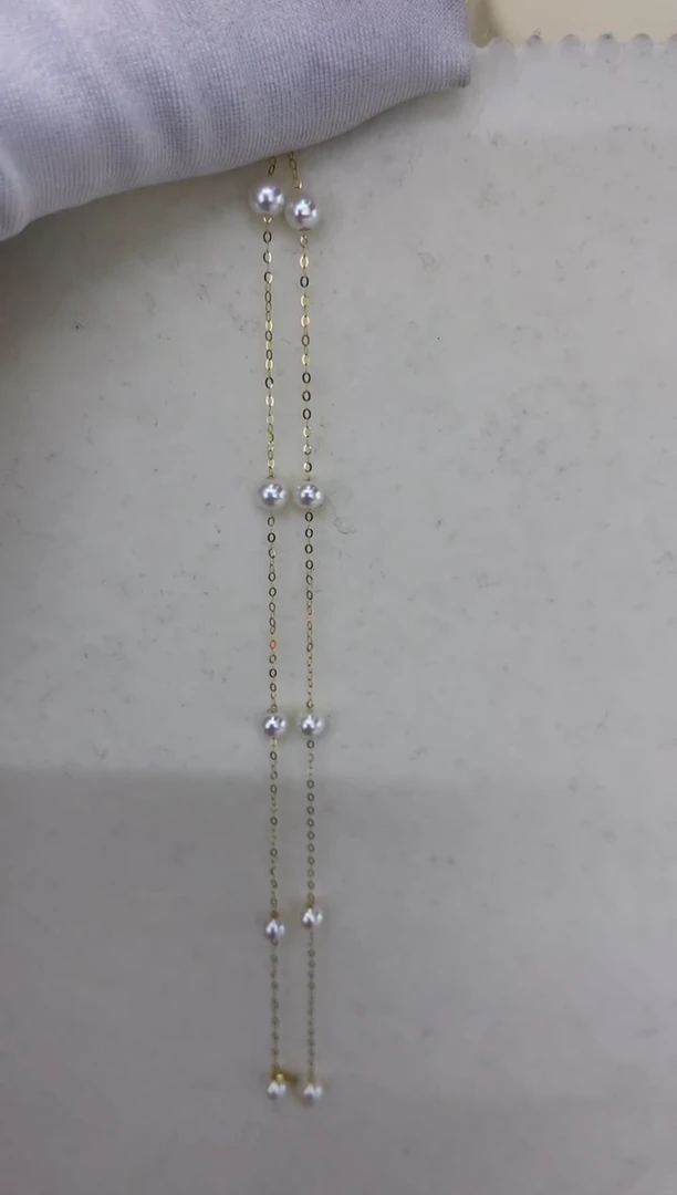 18K金镶嵌DA淡水珍珠x091 白珠满天星项链4-5MM