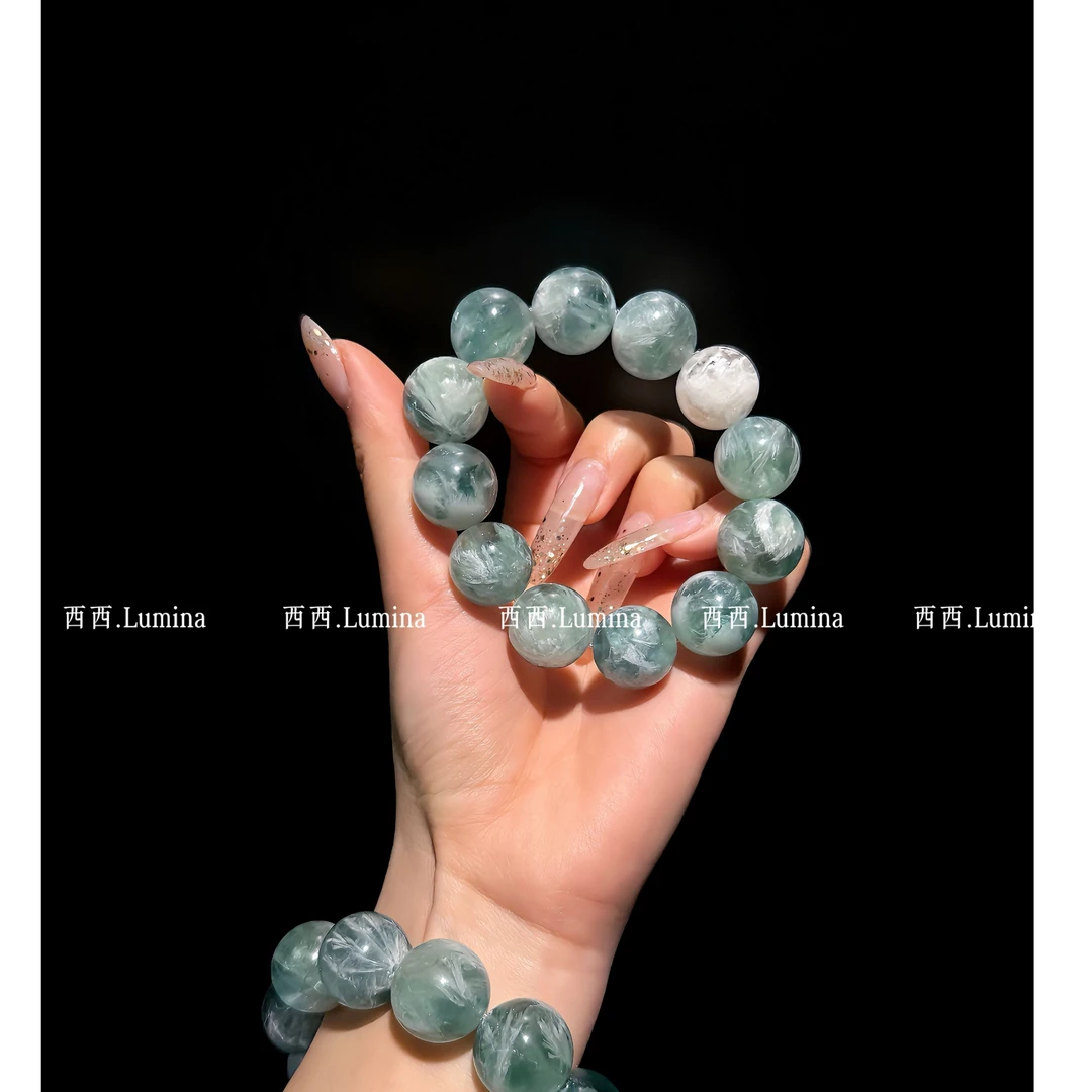 西西Lumina-【守望者】蓝羽毛萤石 定制轻奢萤石手串16-17mm