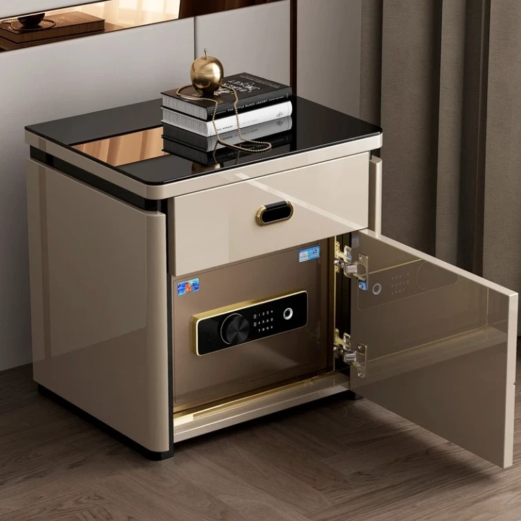 2025年新品实木多功能智能卧室保险柜床头柜简约轻奢烤漆床边柜子