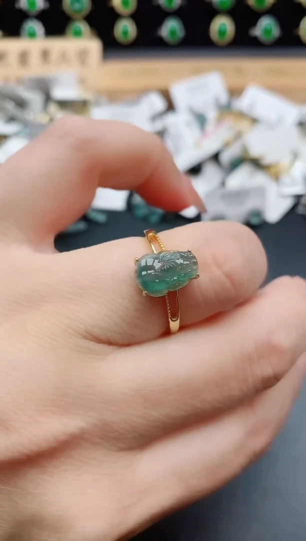 银S925镶嵌戒指翡翠1