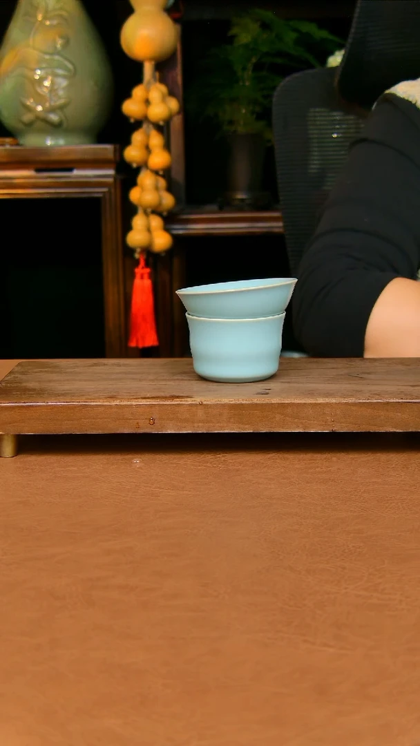 瓷片竹节茶漏原矿天青不完美
