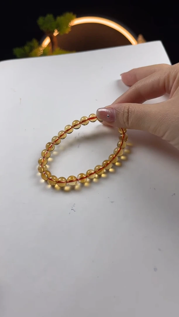 【闪购商品】黄晶手链未镶嵌天然巴西黄水晶圆珠手串7mm