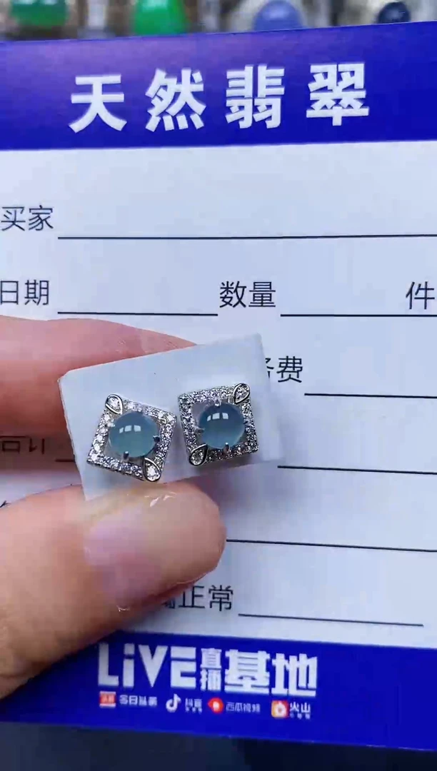银S925镶嵌翡翠耳饰133