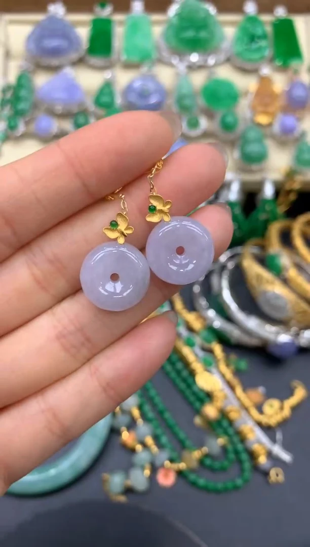 【闪购商品】翡翠耳饰18K金镶嵌233-中国好珍宝