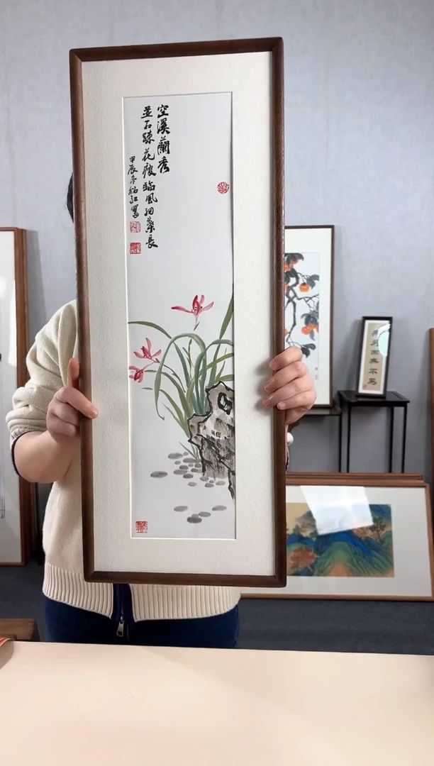 【闪购商品】国画手绘*兰花*47*92cm实木框