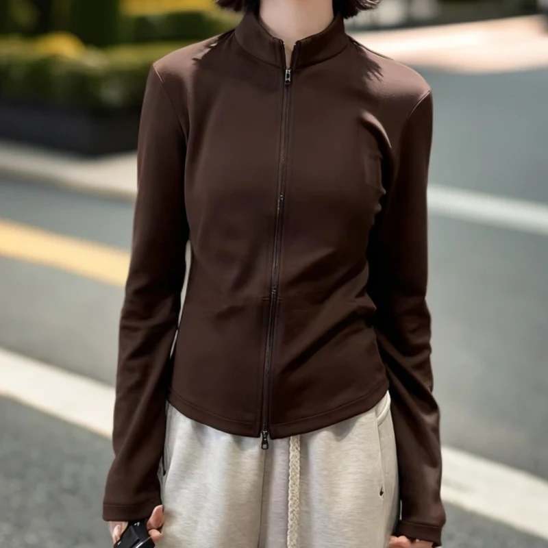 高级感时尚休闲拉链卫衣开衫修身显瘦百搭气质长袖上衣外套女秋冬