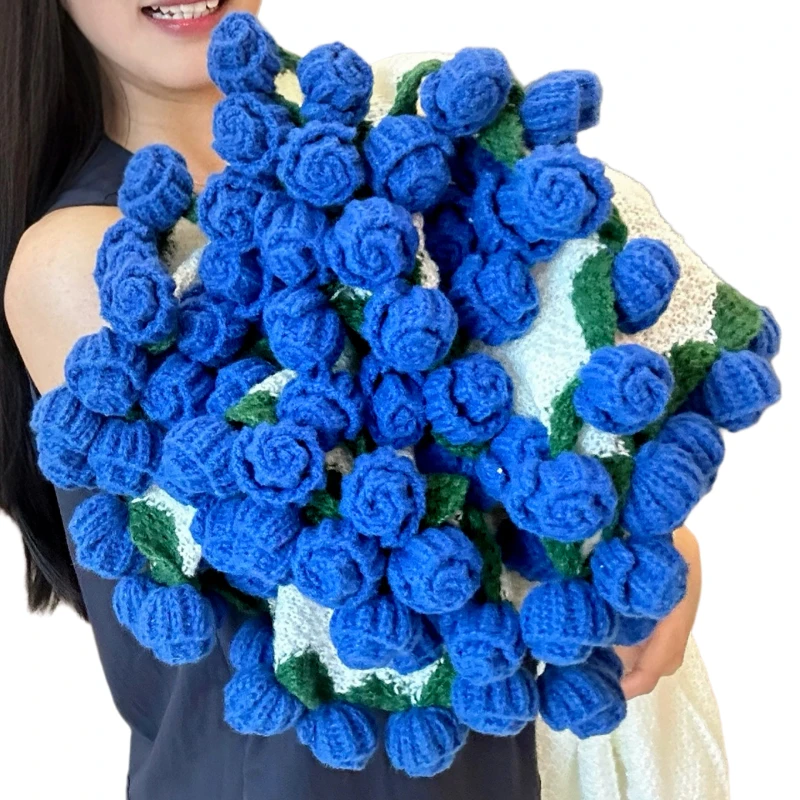 玫瑰花束毯子成品手工编织毛毯办公室午睡沙发盖毯可爱礼物送闺蜜