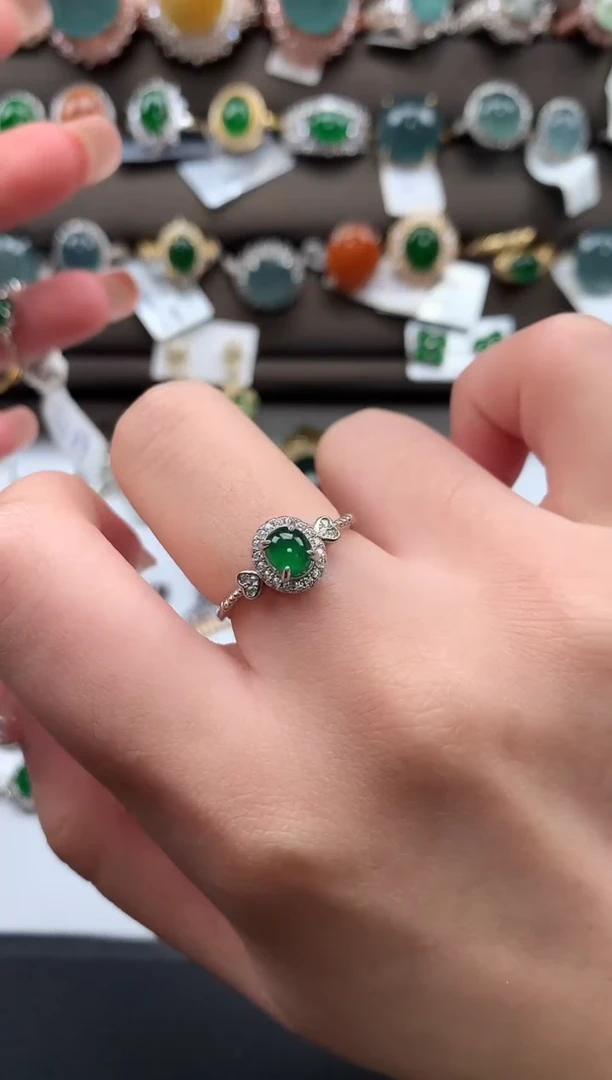 【闪购商品】翡翠戒指银S925镶嵌51424