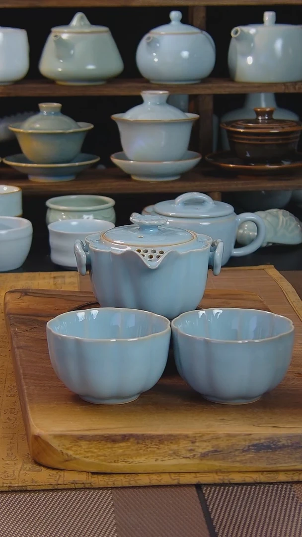 原矿原釉汝瓷福利茶壶