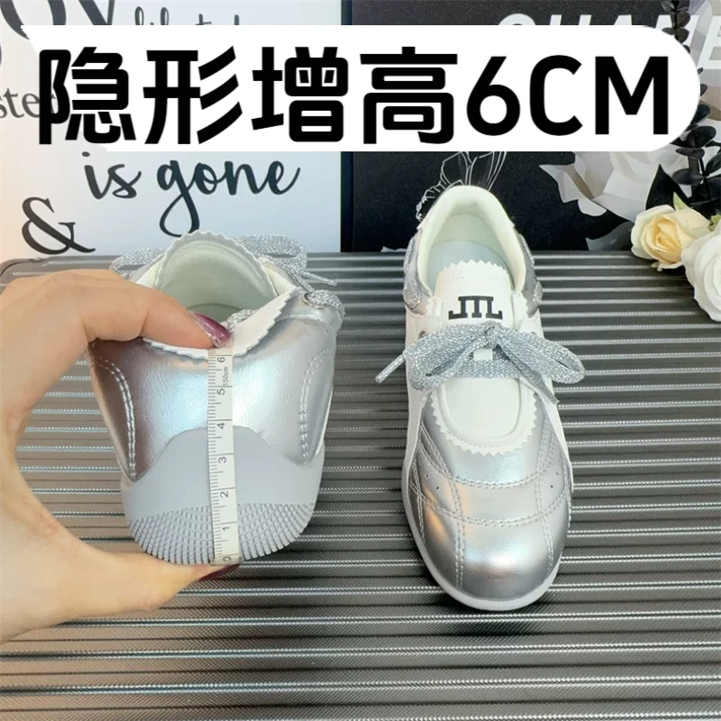 2025新款真皮内增高厚底德训鞋女系带休闲运动百搭不累脚阿甘鞋子