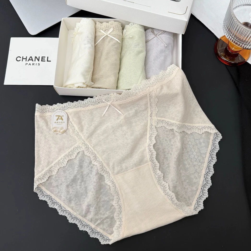 轻奢高级感夏季薄棉零压感舒适三角内裤桑蚕丝抑菌内裆