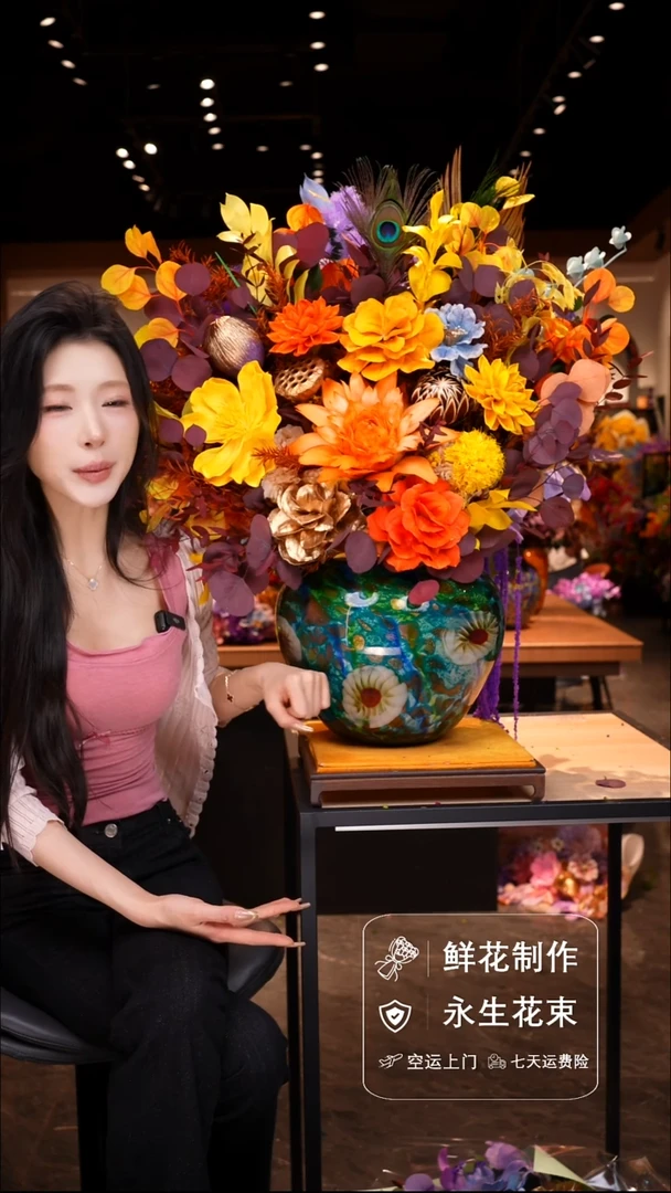 琉璃瓶手工花器花束空运包邮送货上门-以图片为准