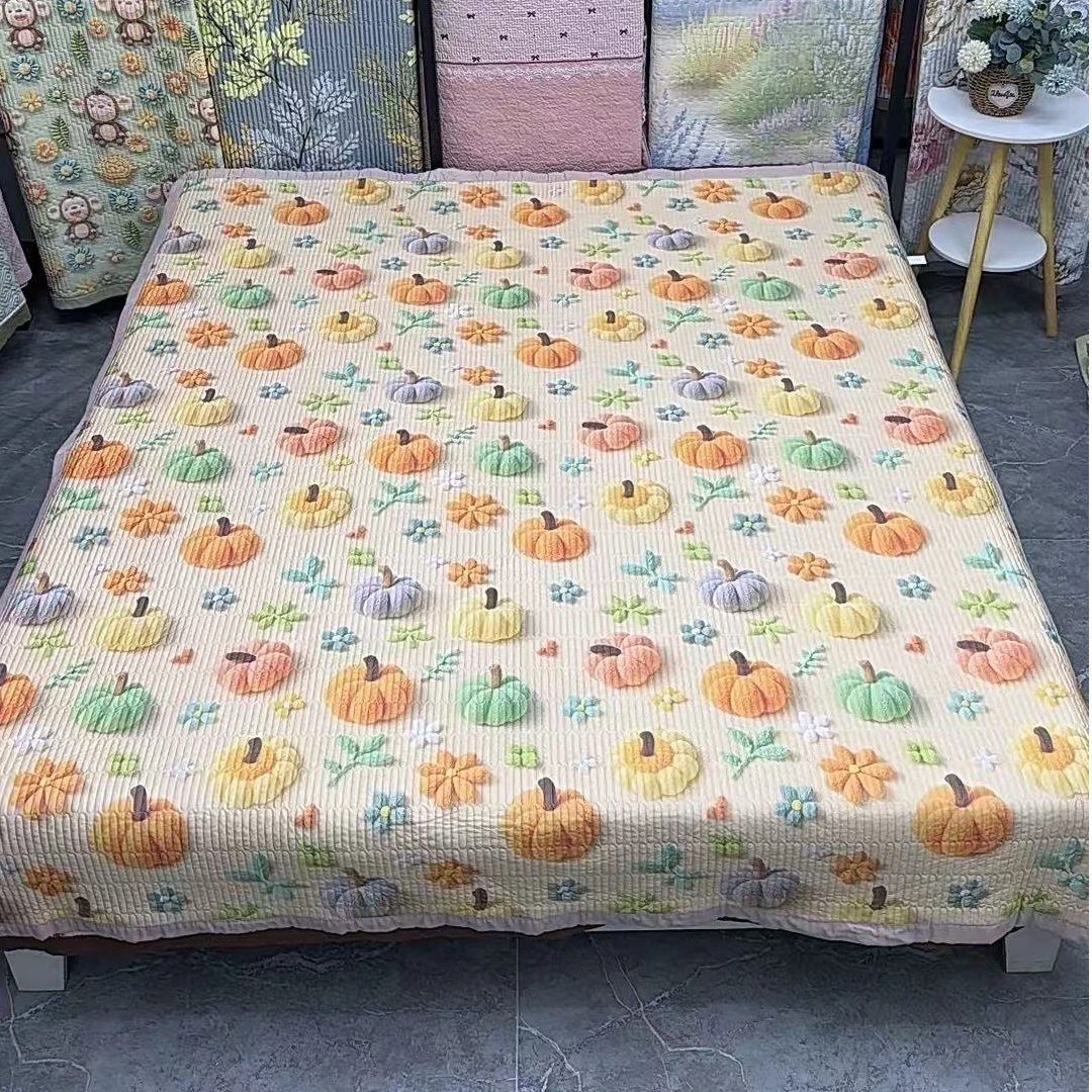 2.3×2.5米 5D 打印天丝软凉席《加大尺寸温馨南瓜》