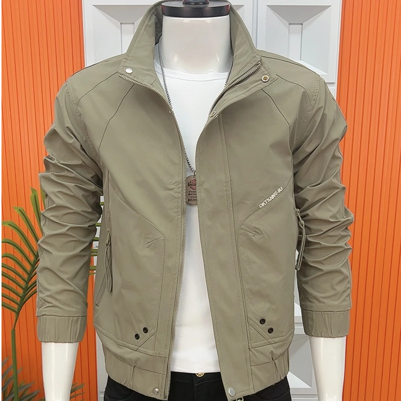 2025时尚潮流高级轻奢潮男春秋立领夹克外套韩版休闲稳重青年外套