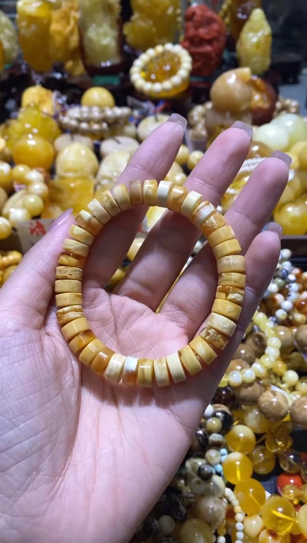 裸石蜜蜡未镶嵌干百花精工药片手串