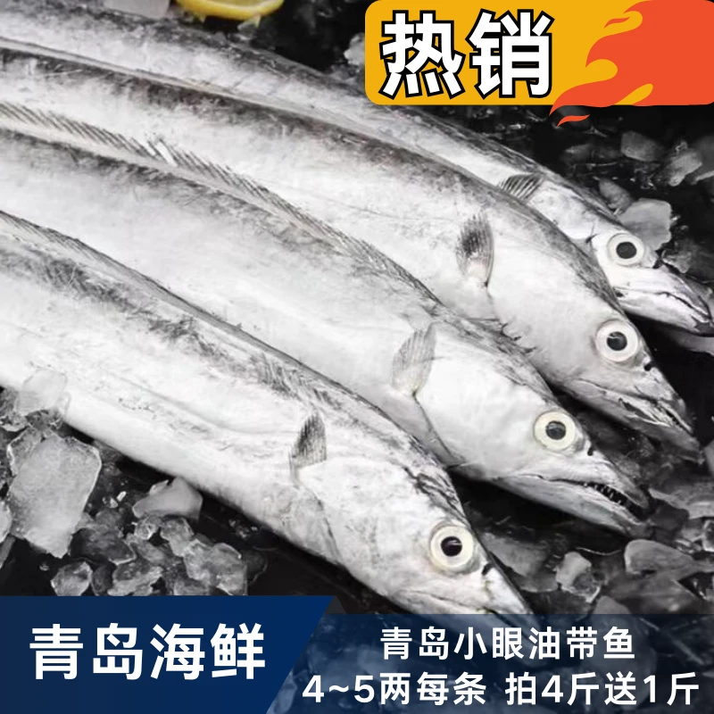 2【破肚划算】小眼油带鱼，拍4斤送1斤，鲜活速冻，4~5两每条，冷链包邮