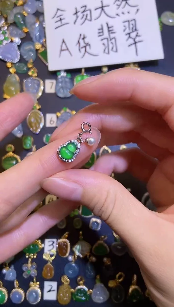 翡翠银S925镶嵌吊坠(不含链)1