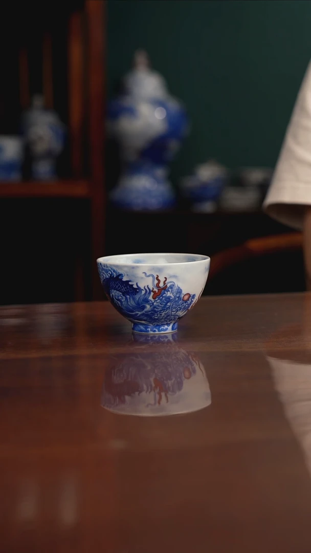 自成堂柴窑 龙凤杯