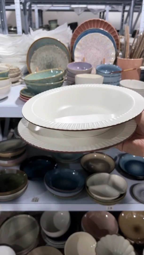 【闪购商品】瓷片外贸尾货瑕疵满20包邮X2咖边浅盘加草帽