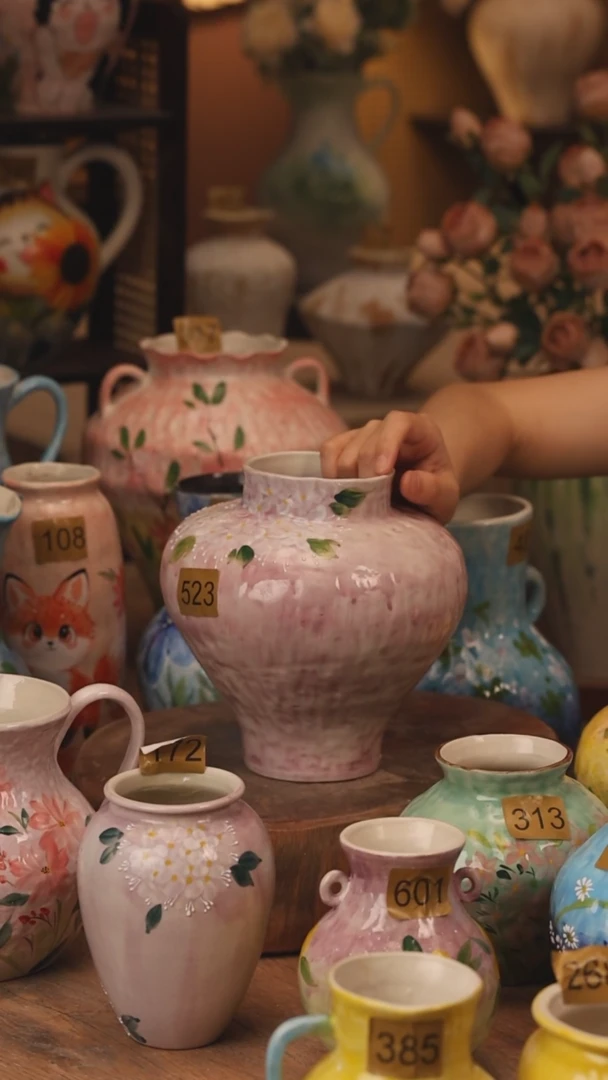 陶瓷523景德镇设计师手作花器摆件侘寂风