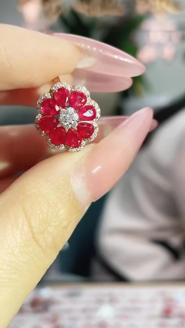 银S925镶嵌戒指红宝石戒指