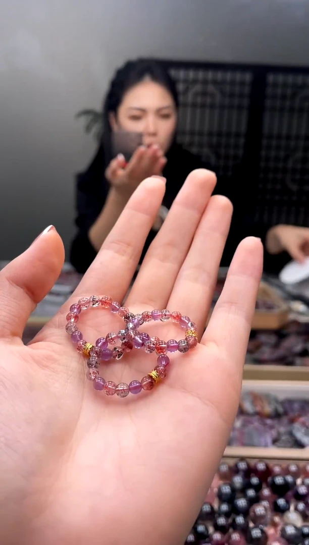 未镶嵌戒指水晶【迎迎甄选】超七金草莓戒指  多样性发一