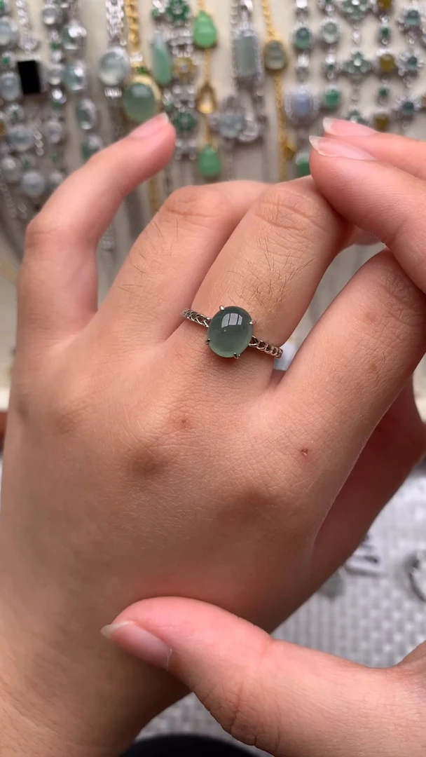 银S925镶嵌戒指翡翠1