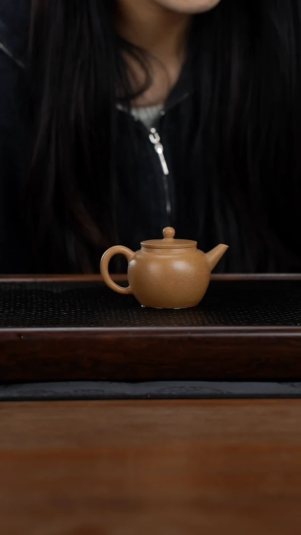 茶壶紫砂80cc黄龙山原矿段泥平盖莲子5