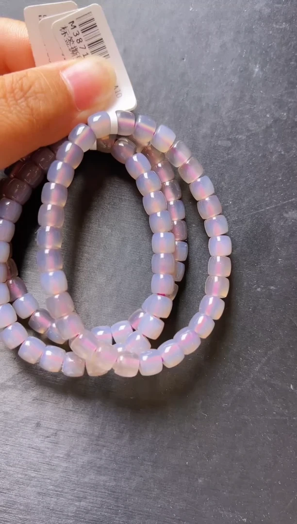 玛瑙/玉髓手串未镶嵌直切烟紫玛瑙多样性发一 M38714