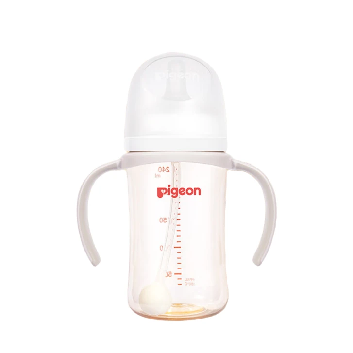 Pigeon/贝亲自然离乳重力球吸管奶瓶白色 240ml