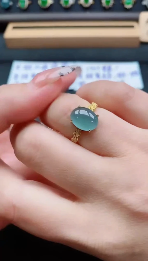 银S925镶嵌戒指翡翠1