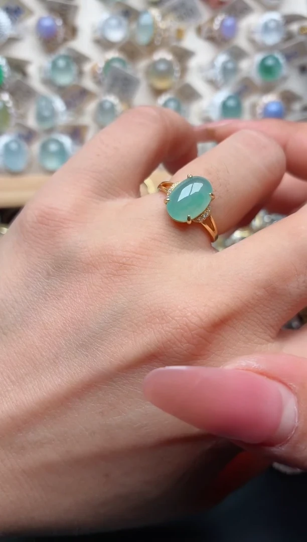 银S925镶嵌戒指翡翠.